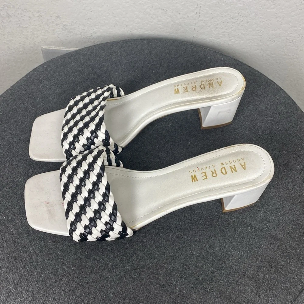 Andrew Stevens black and white heeled sandals - Picture 3 of 7